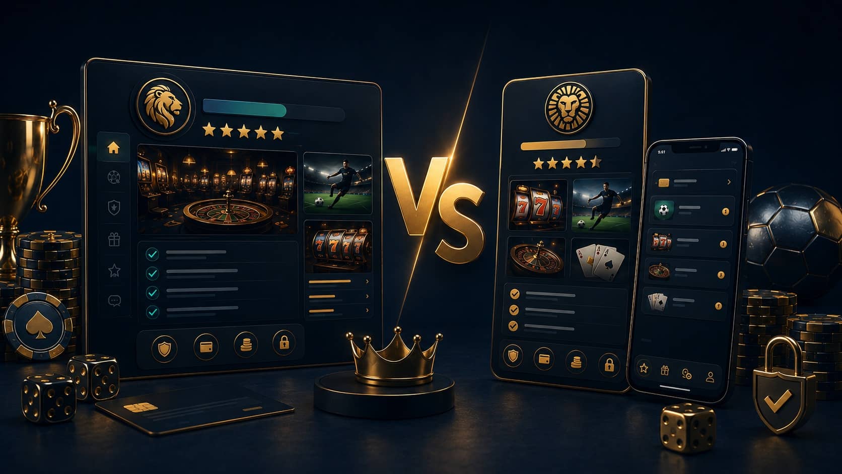 Illustration till guiden om BetMGM vs LeoVegas – premiumhelhet eller mobilcasino? på VinnaPengar.com