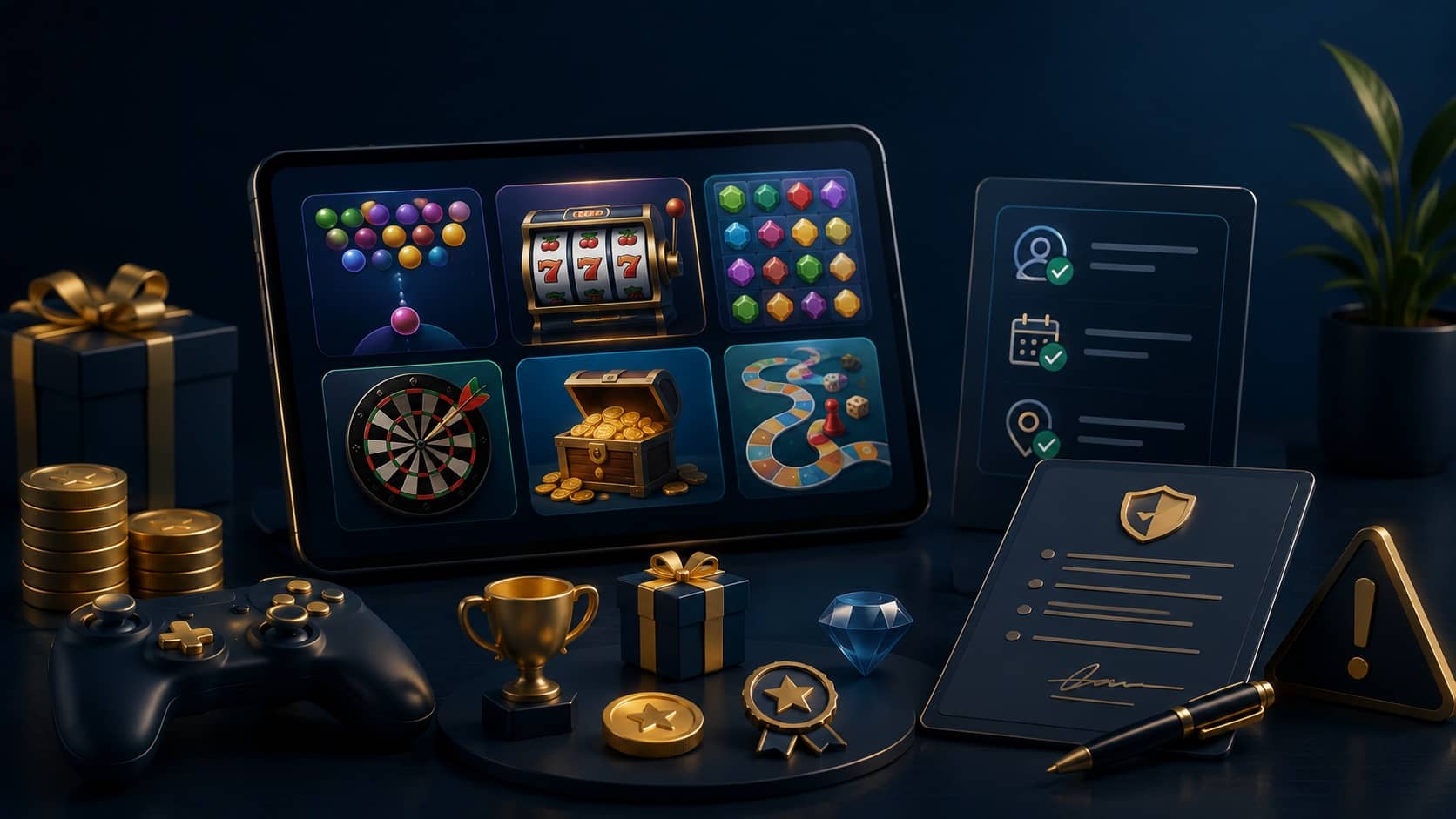 Illustration till guiden om Gratis spel med vinstchans – demo, free spins och villkor på VinnaPengar.com