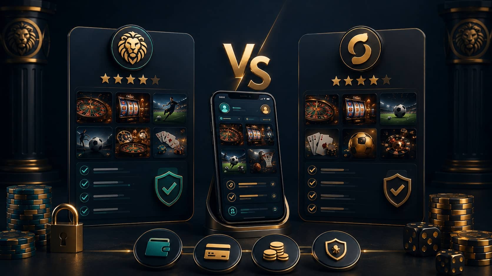 Illustration till guiden om LeoVegas vs GoGoCasino – polerad mobilkänsla eller ren enkelhet? på VinnaPengar.com