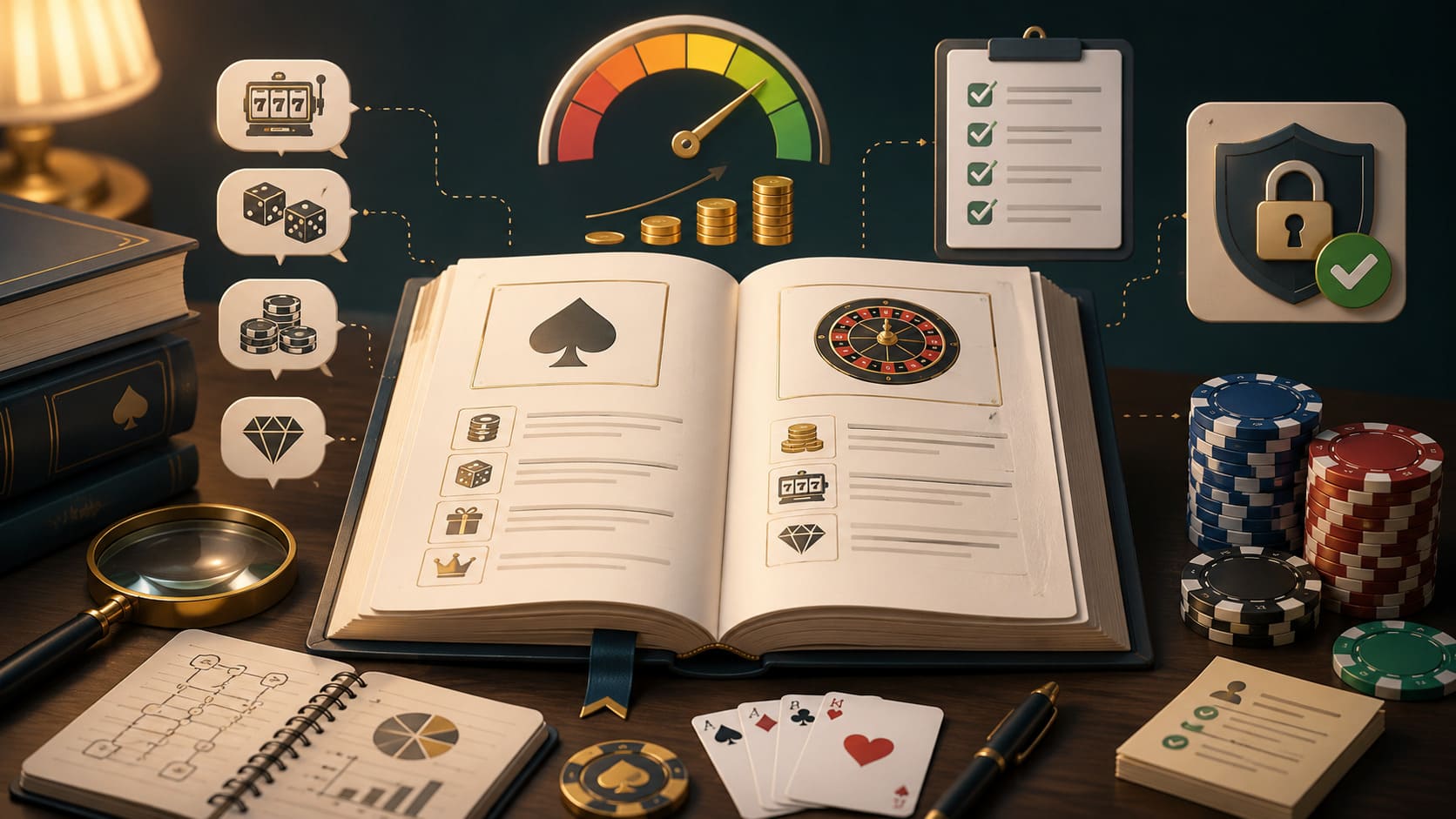 Illustration till guiden om vanliga casino-begrepp på VinnaPengar.com